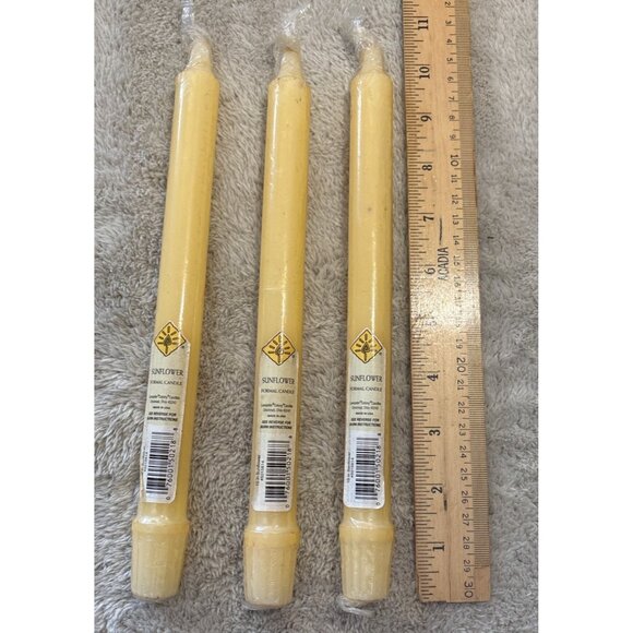 Set Of 3 Sunflower Formal Candles 10" Lancaster Colony Made in USA - Picture 3 of 6